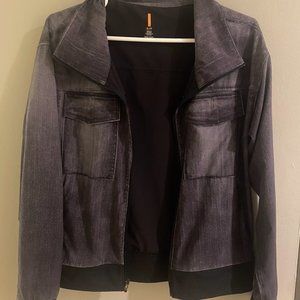 Lucy Small Lightweight Bomber Jacket (Dark Grey/Hint of Blue)